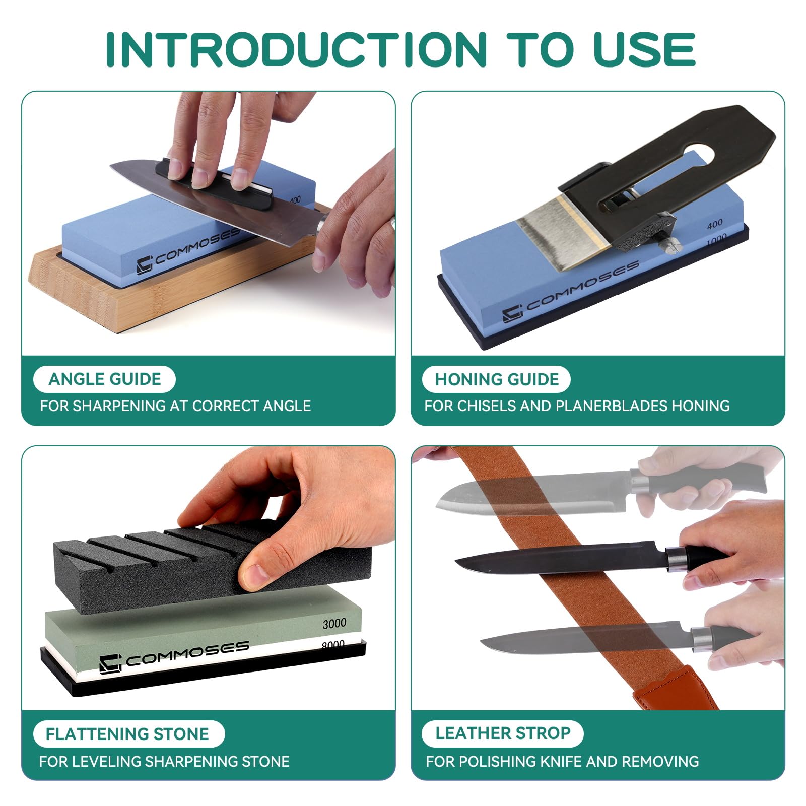 Whetstone Sharpening Stone Set leather strop for burr removal