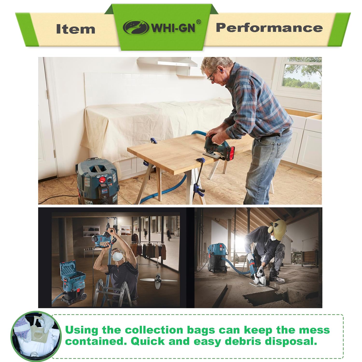Easy installation of WHI-GN VB090F bags in BOSCH VAC090 series reduces downtime