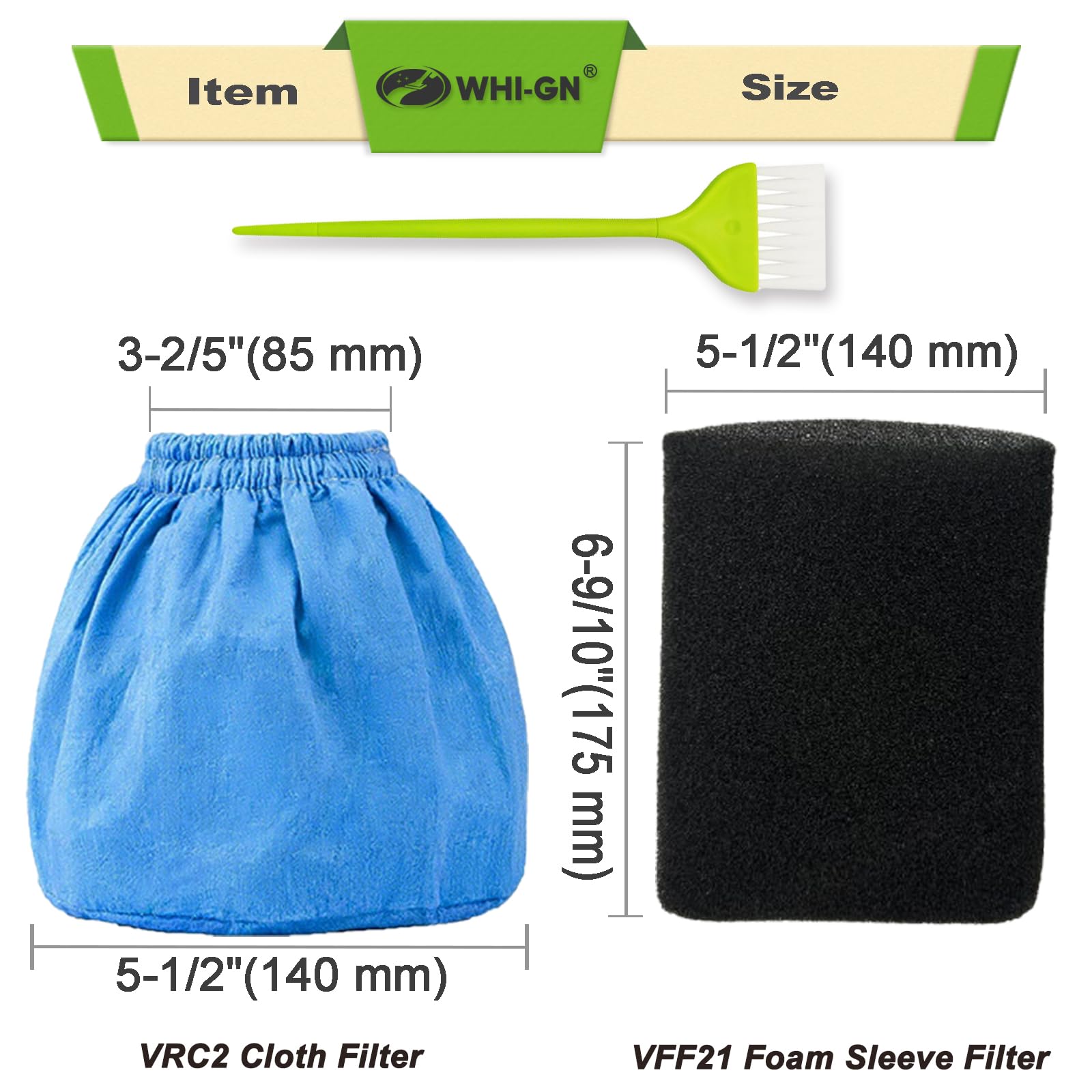 WHI-GN pack-12-vff21-foam-sleeve-filters block liquids and large particles.