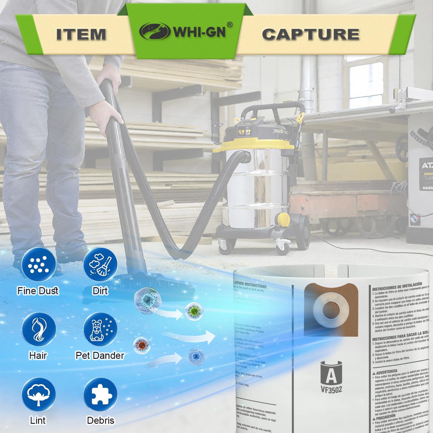 WHI-GN compatible with RIDGID 12-gallon models for versatile use