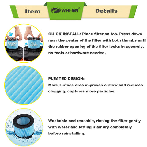 WHI-GN small brush included for cleaning and filter maintenance