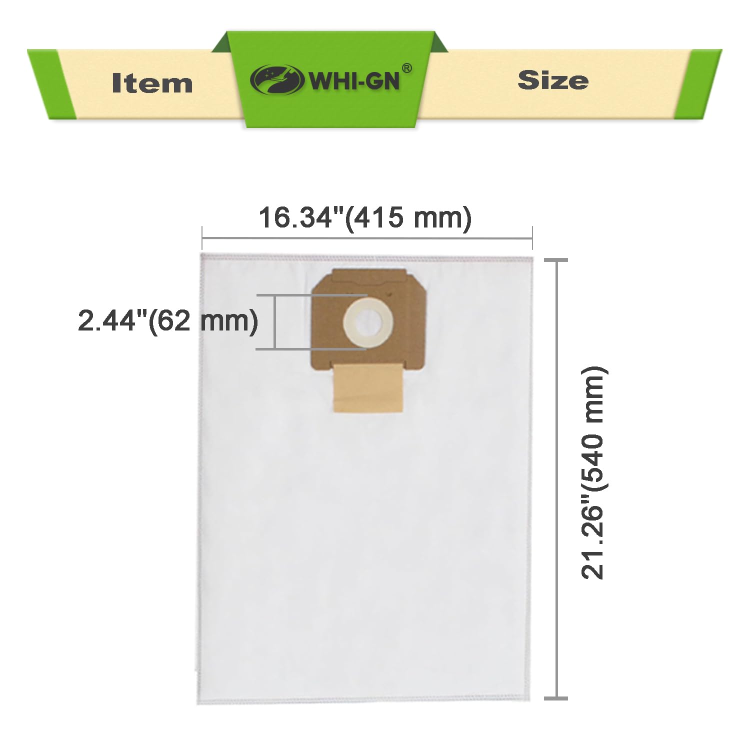 Dimensions: 21.26 inches long and 2.44 inch fitting diameter for VAC090