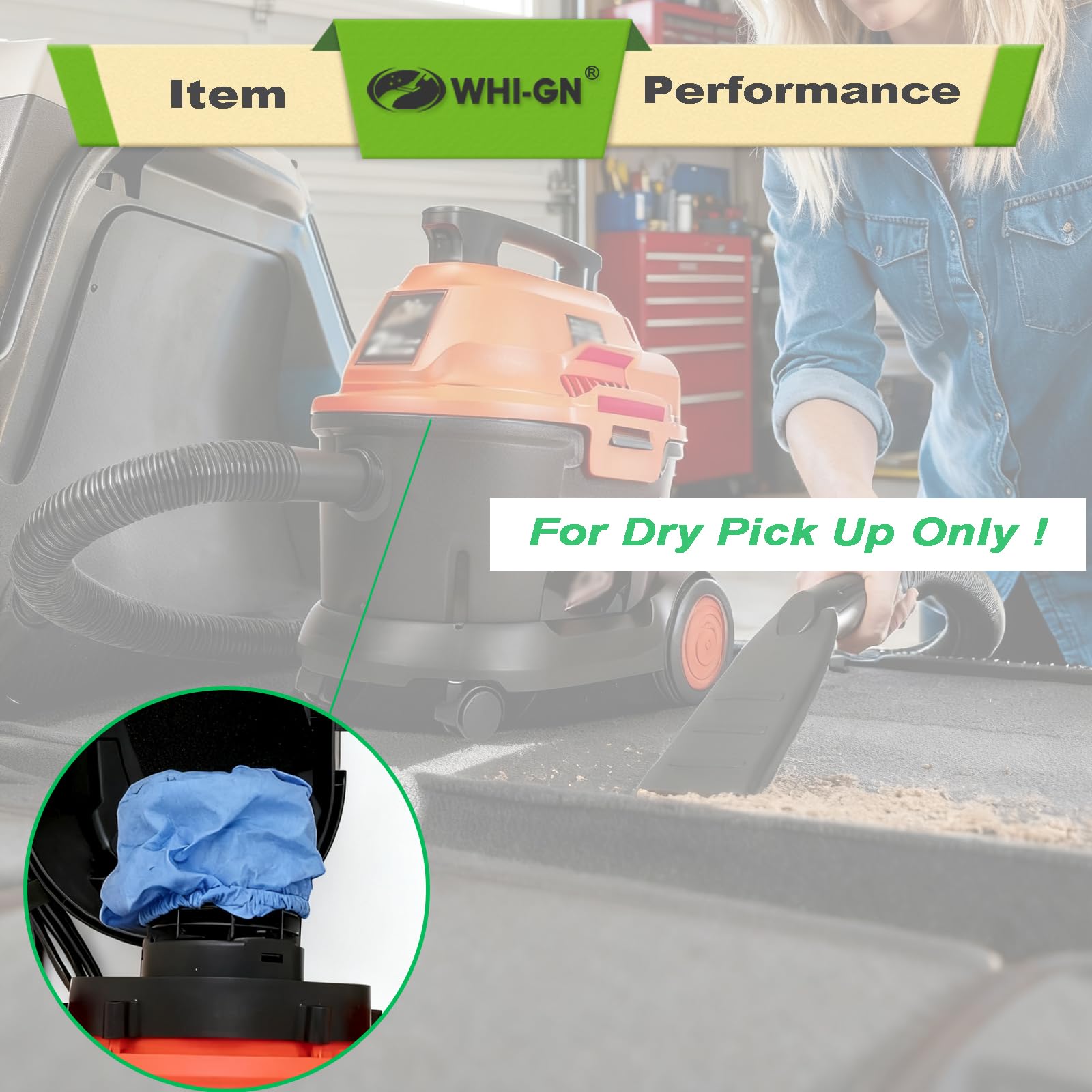 WHI-GN filter-pack-durable for workshop cleanups and quick refresh.