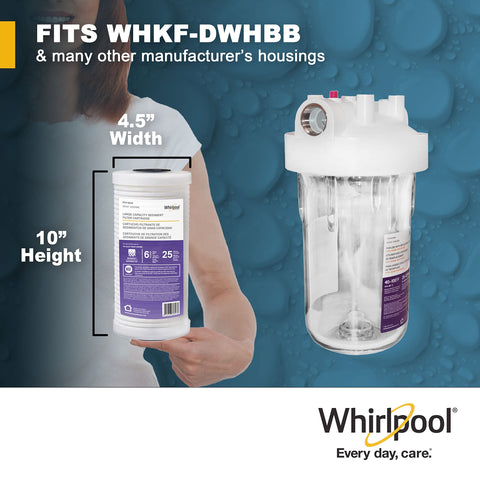 Whirlpool 10x4-5 cartridge demonstrates compact design compatible with standard housings