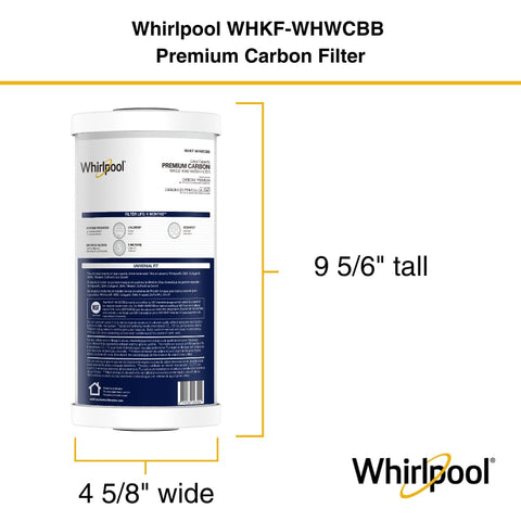 Whirlpool WHKF-WHWCBB 10x4-5 inch dimensions shown for easy housing compatibility