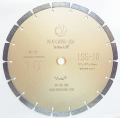 Whirlwind USA LSS 10 diamond blade concrete-cutting tooth-detail for smooth dry or wet cuts.