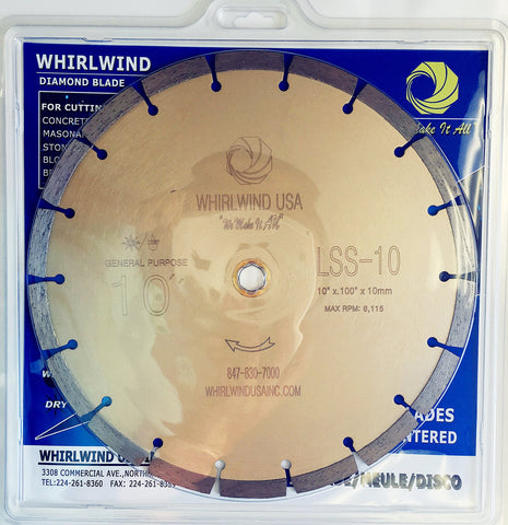 Whirlwind USA LSS 10 diamond blade granite-cutting for low-noise high-speed performance.