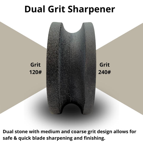 Whitby Abrasives dual grit sharpener, side grip view, ensures secure handling.