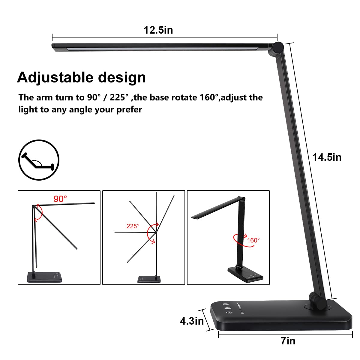 White Crown LED Desk Lamp with five lighting modes for tasks and mood enhancement.
