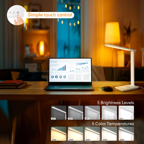 White Crown LED Desk Lamp folded compact design saves space on your desk.