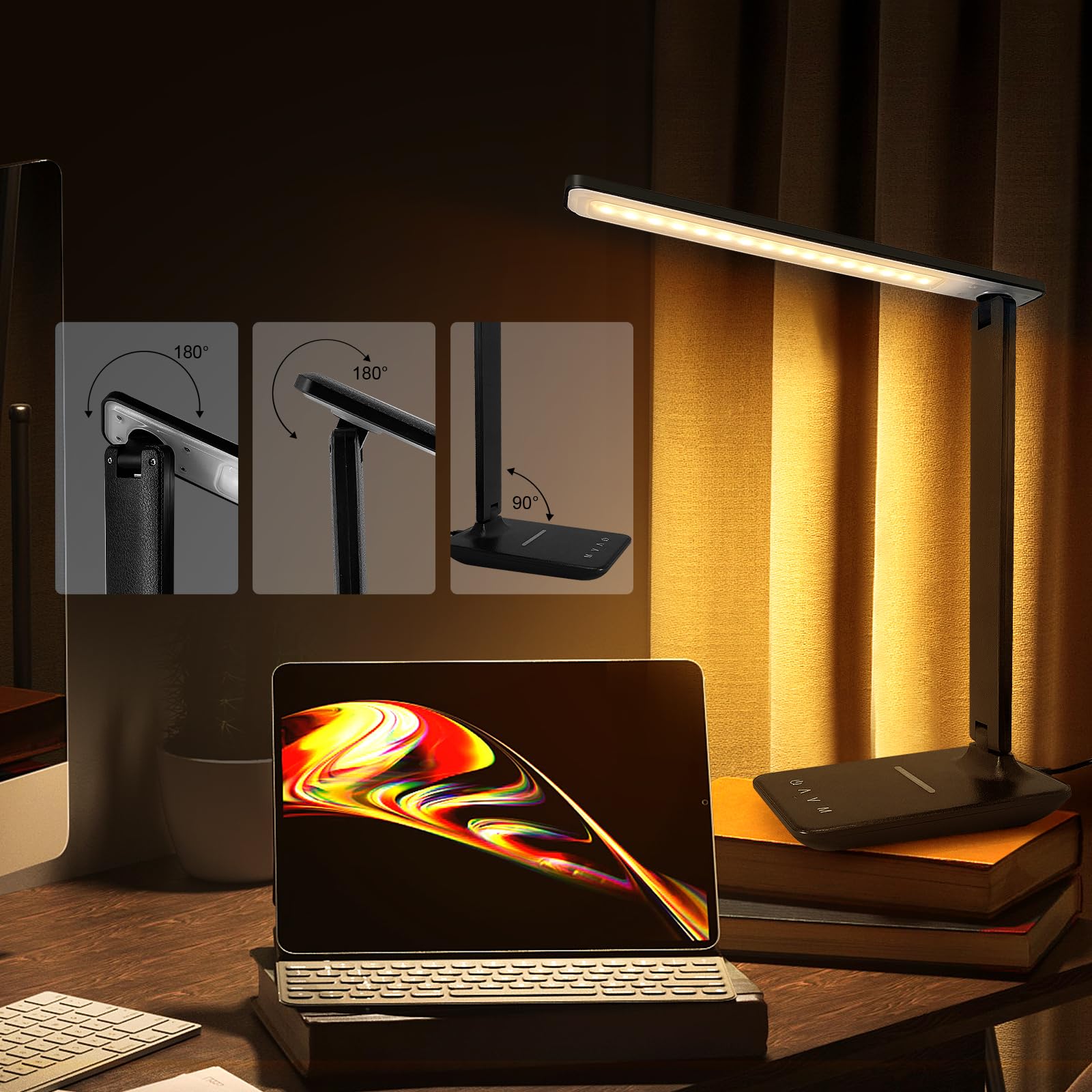 White Crown LED desk lamp in a bedroom or office setup