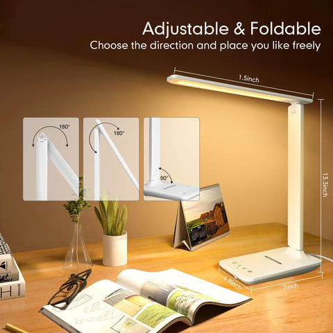 White Crown LED Desk Lamp long life aluminum heat sink for durability.