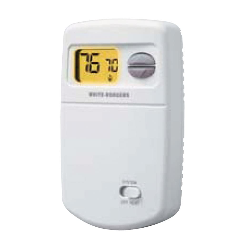 White-Rodgers Emerson 1E78-140 front view with backlit digital display for single-stage heat