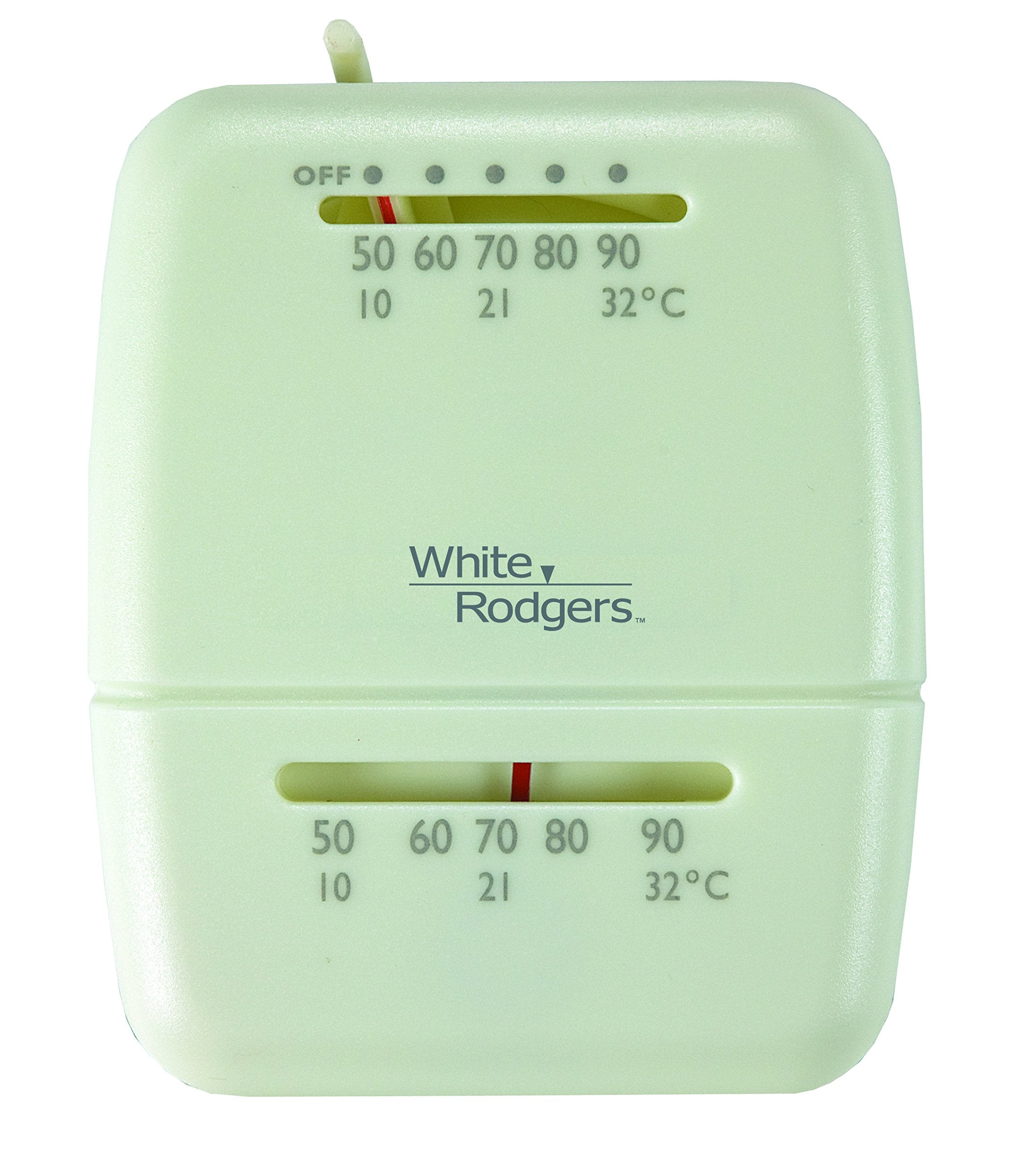 White-Rodgers Emerson M30 thermostat with sleek wall plate for easy heating control.