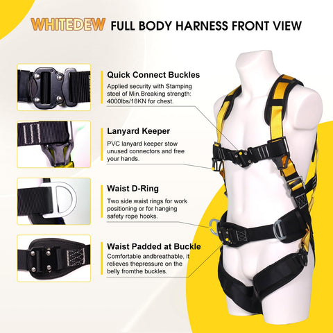 WHITEDEW harness with padded legs and back for all-day comfort.