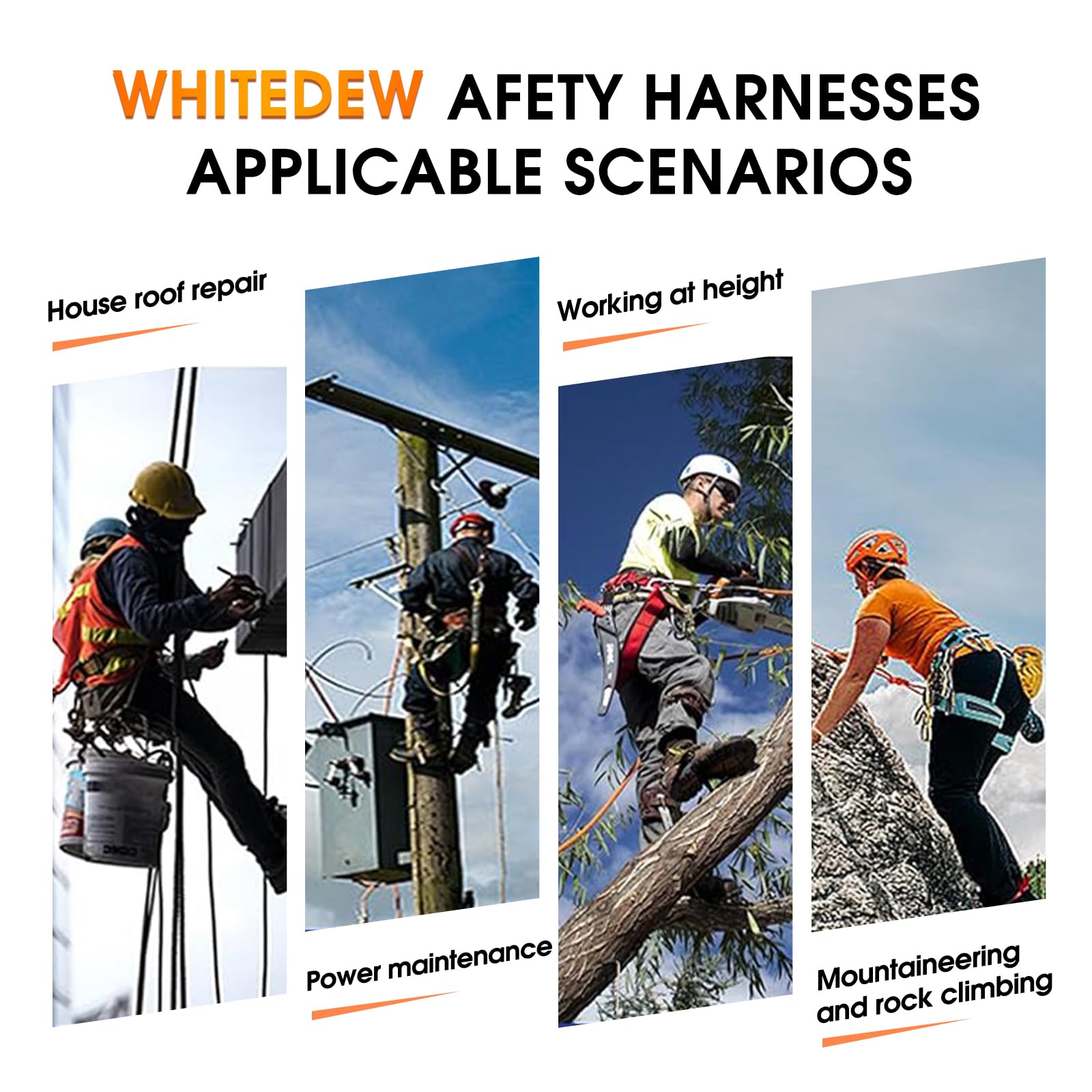WHITEDEW OSHA ANSI compliant certification badge on harness