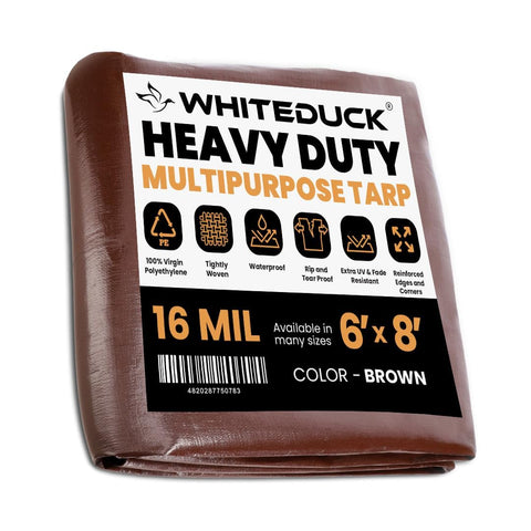 WHITEDUCK 6x8ft tarp front view demonstrates durable, weather-ready coverage.