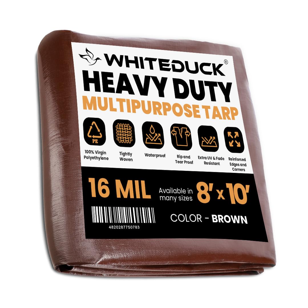 WHITEDUCK 8x10 heavy-duty tarp offers true-to-size outdoor coverage for gear