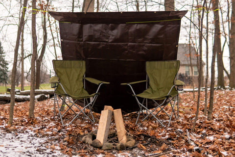 WHITEDUCK tarp folded for storage highlights compact, easy transport.
