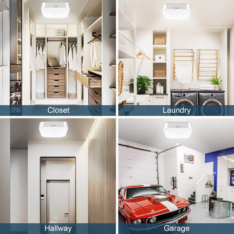 WhitePoplar closet and hallway lighting using wireless ceiling light.