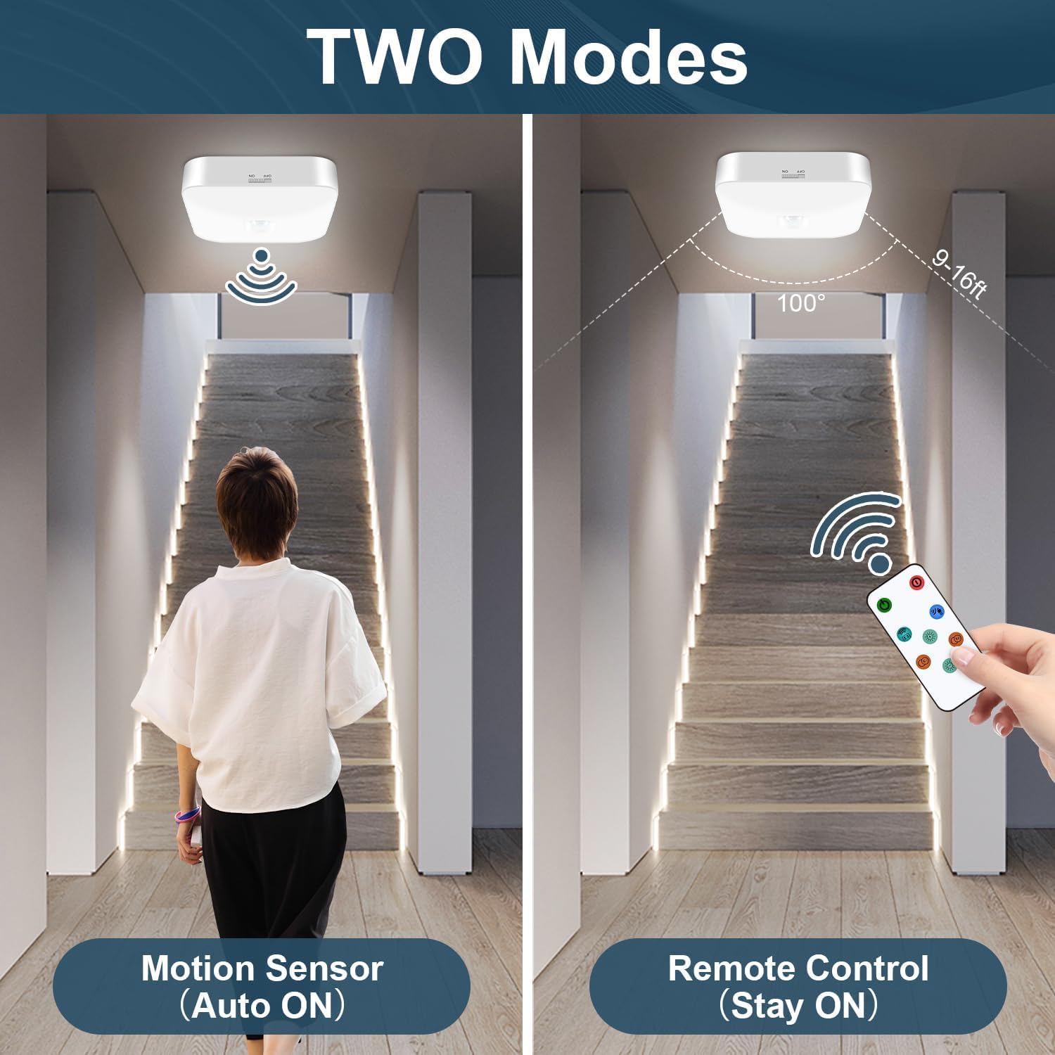 WhitePoplar motion-sensor ceiling light auto-activates in dark spaces