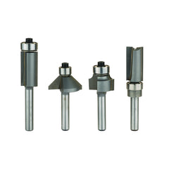 Whiteside 404 4-piece compact router bit set in plastic box, ideal starter kit for 1/4-inch shank routers.