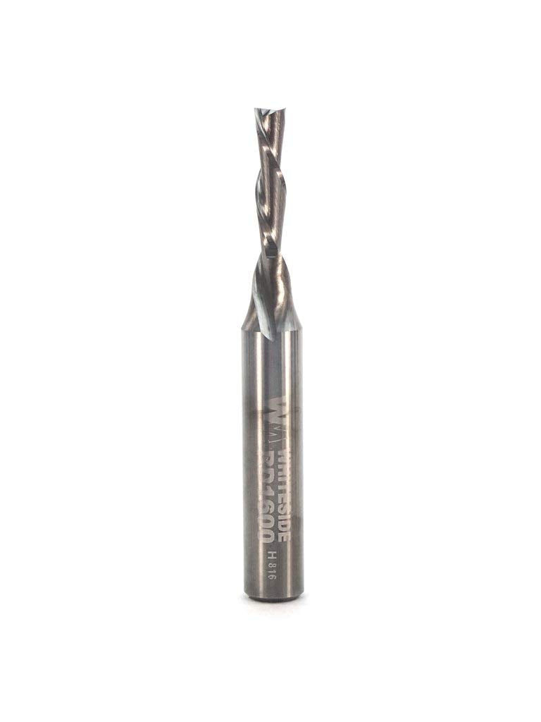 Whiteside RD1600 spiral downcut router bit for clean top-edge cuts on veneers and plywood