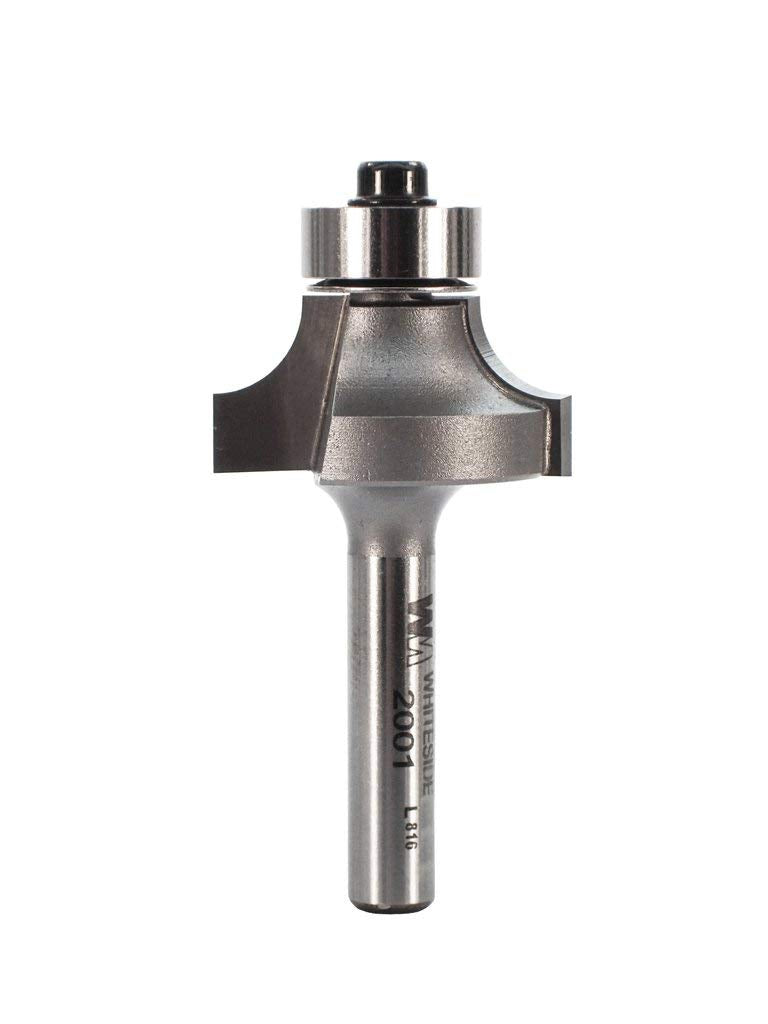 Whiteside roundover bit with 1/4-inch radius creates smooth rounded edges on wood