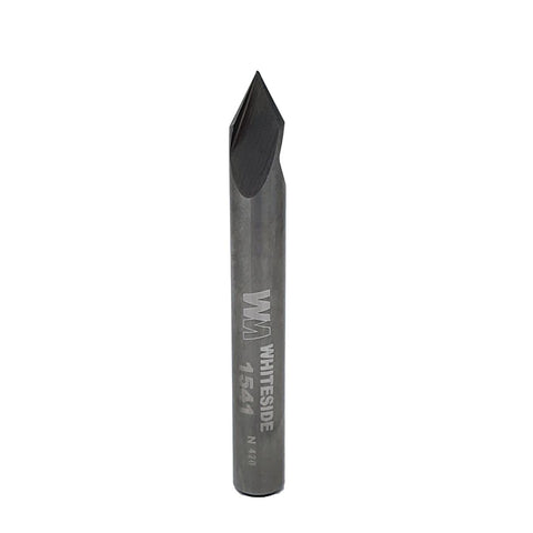 Whiteside 1541 V-Groove router bit with 60° angle for precise grooves and lettering.