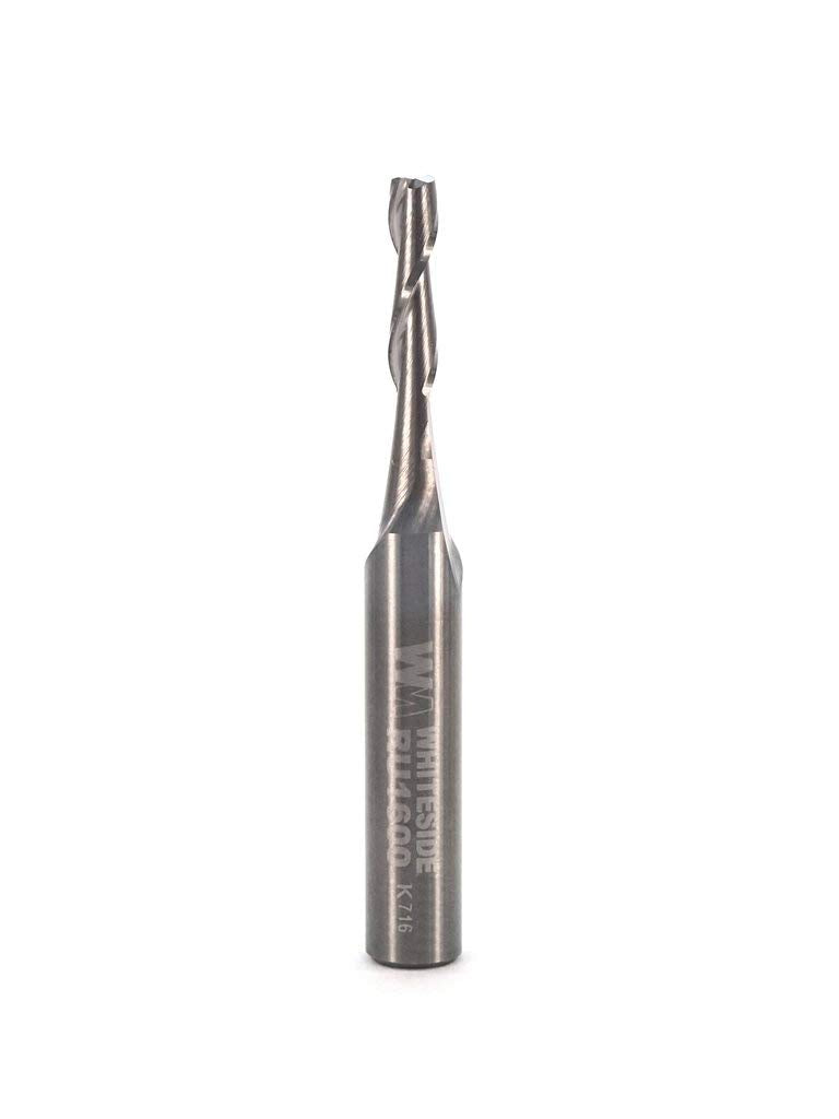 Whiteside RU1600 upcut spiral router bit delivering clean edges in hardwood