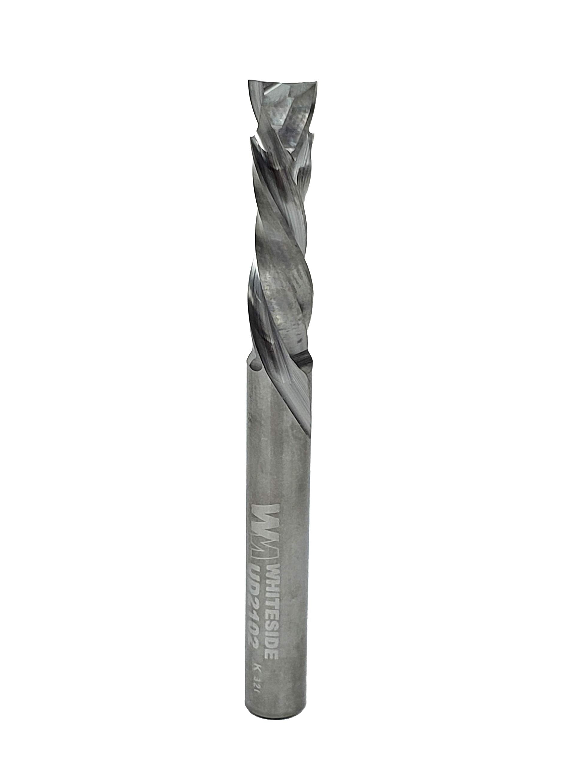 Whiteside UD2102 up/down cut spiral bit for clean edge finishing.
