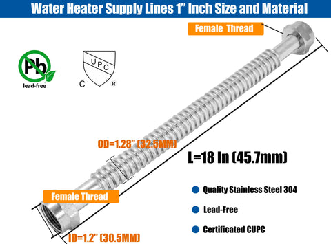 Two-pack WHK stainless water heater hoses ready for quick, reliable hot water connections
