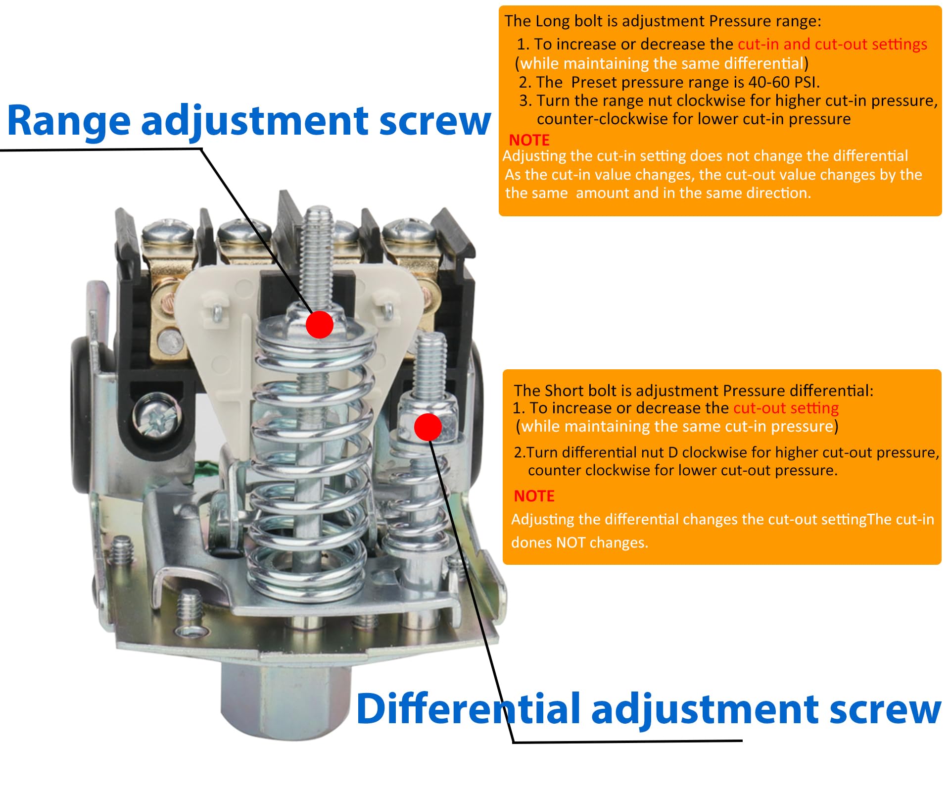 WHK 40-60 psi side connection view, demonstrating easy plumbing compatibility.