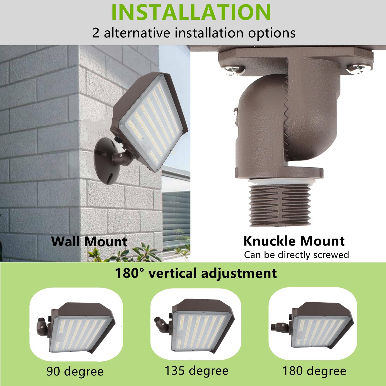 WHLED 180-degree rotatable heads allow precise light aiming.