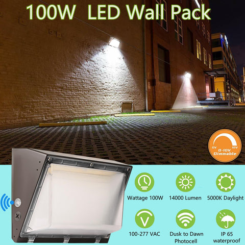 WHLED dusk-to-dawn photocell wall pack automatically lights grounds