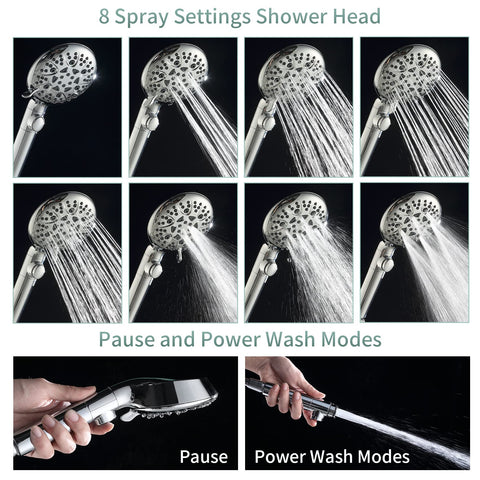 WHZeffect shower head pause button enables instant water stop to save water