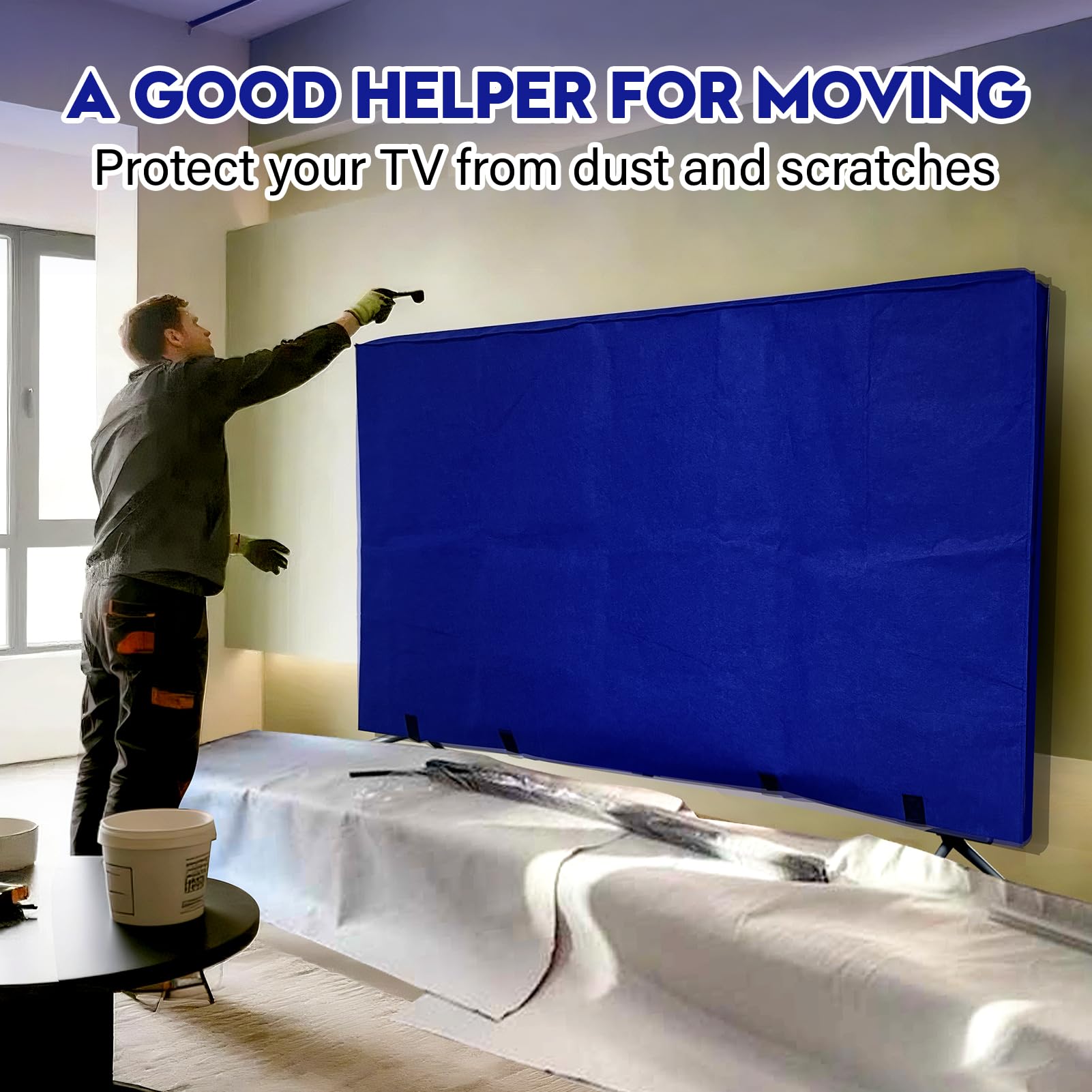 Wibeelee blue protector shields TV from dust and moisture during transport