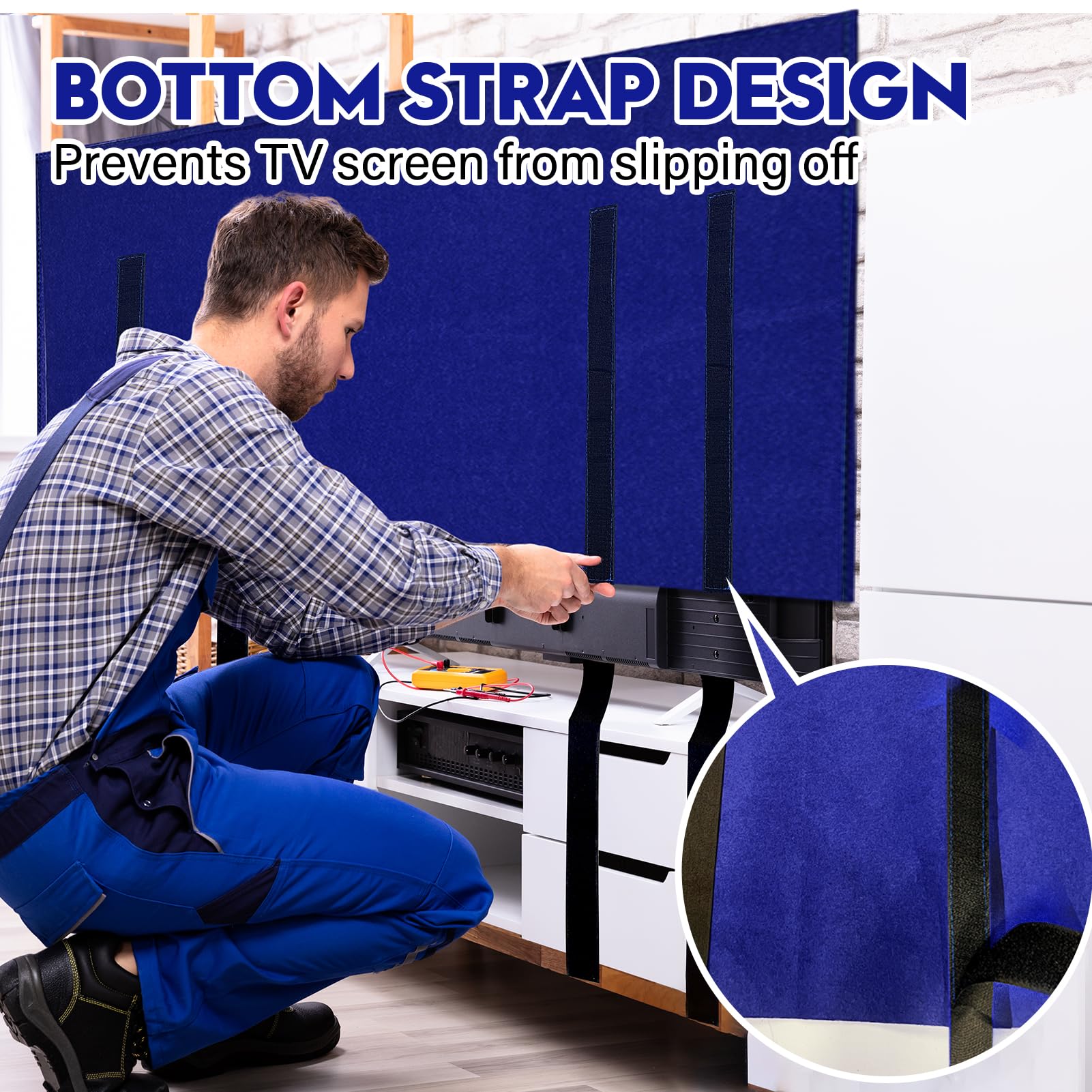Wibeelee reusable blue TV cover for moving and storage