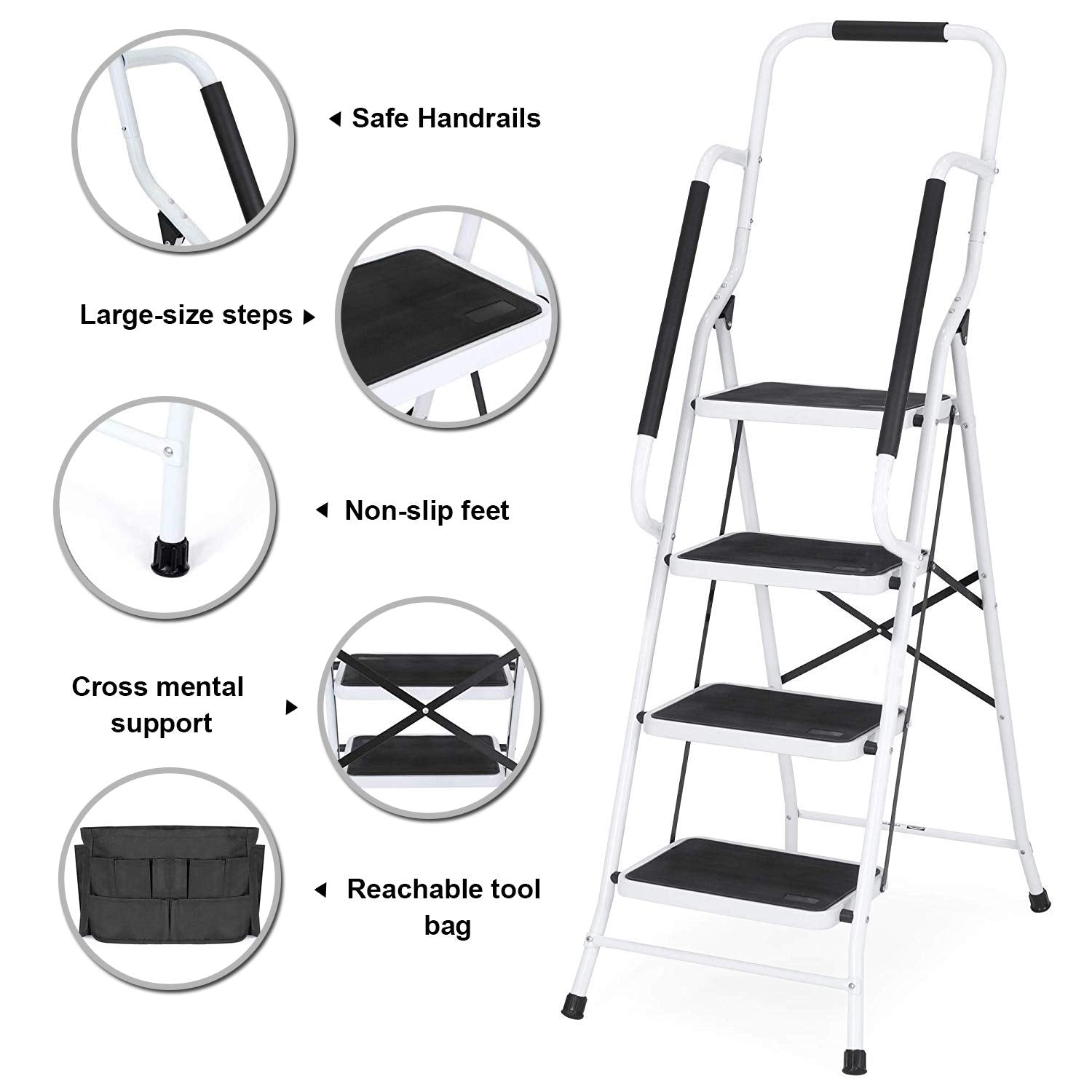 WiberWi 4Step ladder folded for compact storage in small spaces