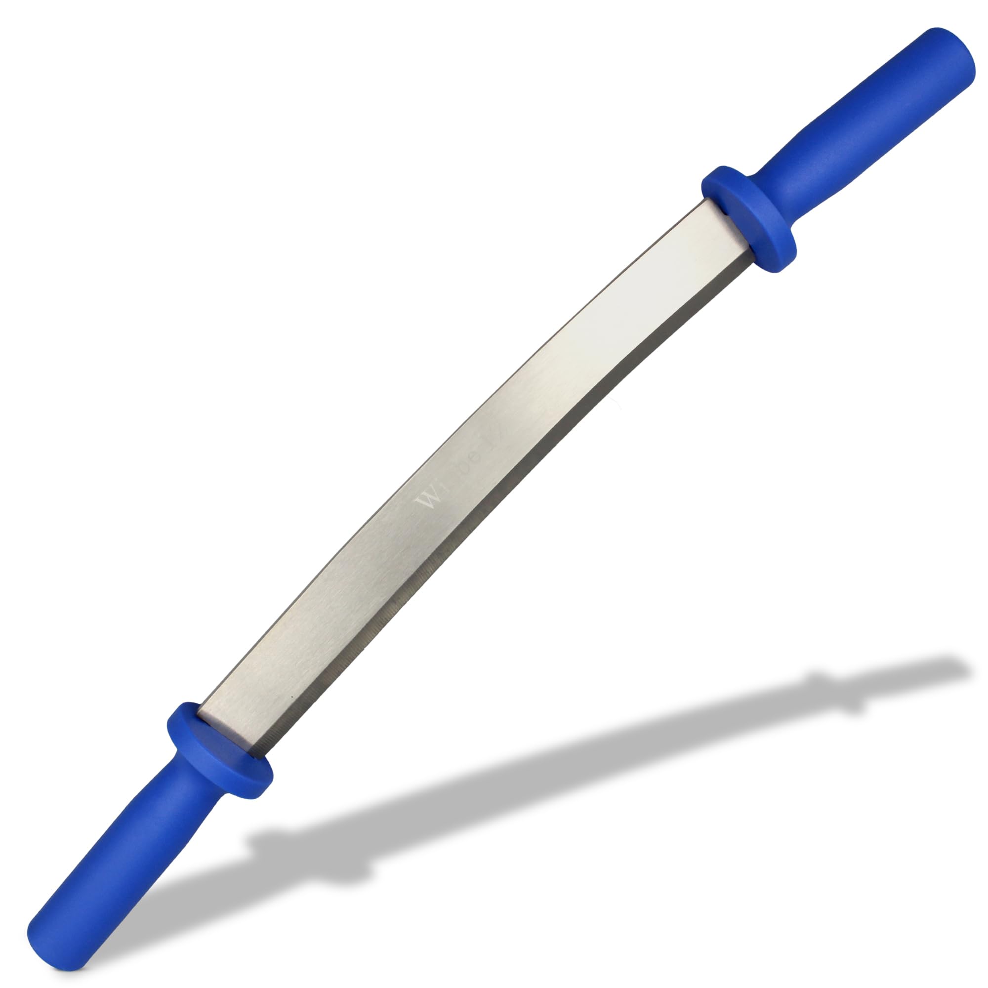 Wiebe 12-inch dual-handle fleshing knife for precise skinning and fleshing of pelts.
