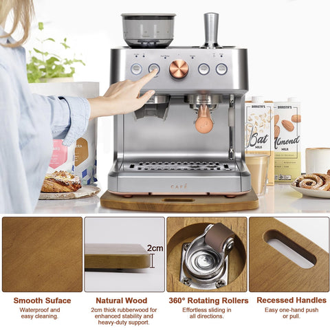 WifePro rubberwood tray supports up to 50 lbs for heavy appliances