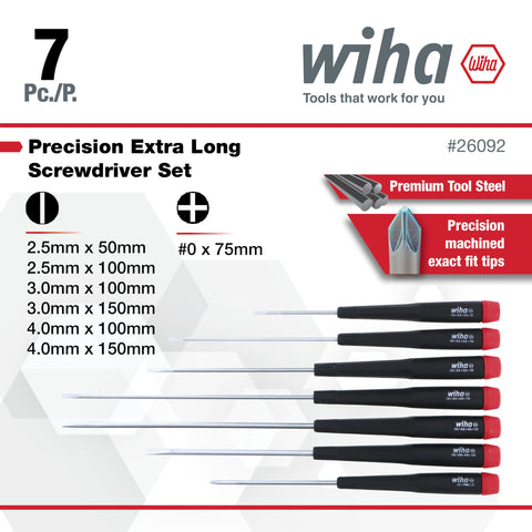 Wiha 26092 slotted blade 50mm reach for depth and accuracy.