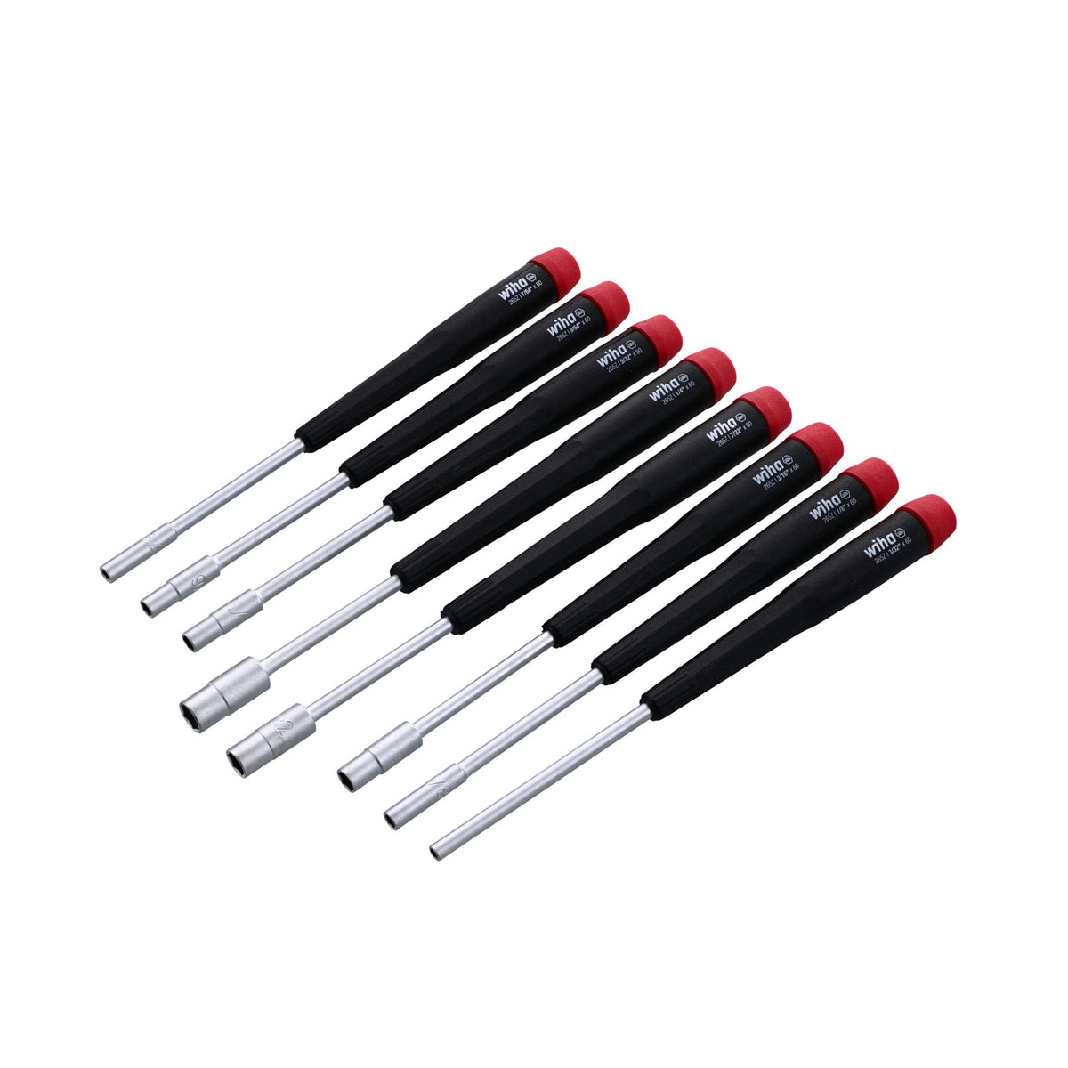 Wiha 26591 nutdriver set closeup highlighting slim profile for tight spaces.