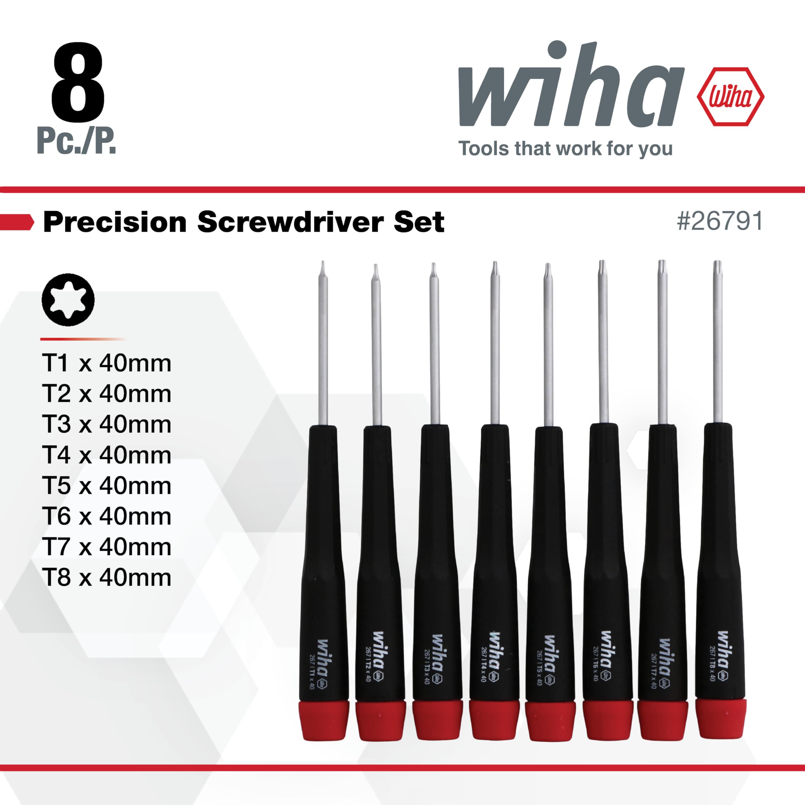 Wiha 26619 T8 detail emphasizing reach and precise engagement