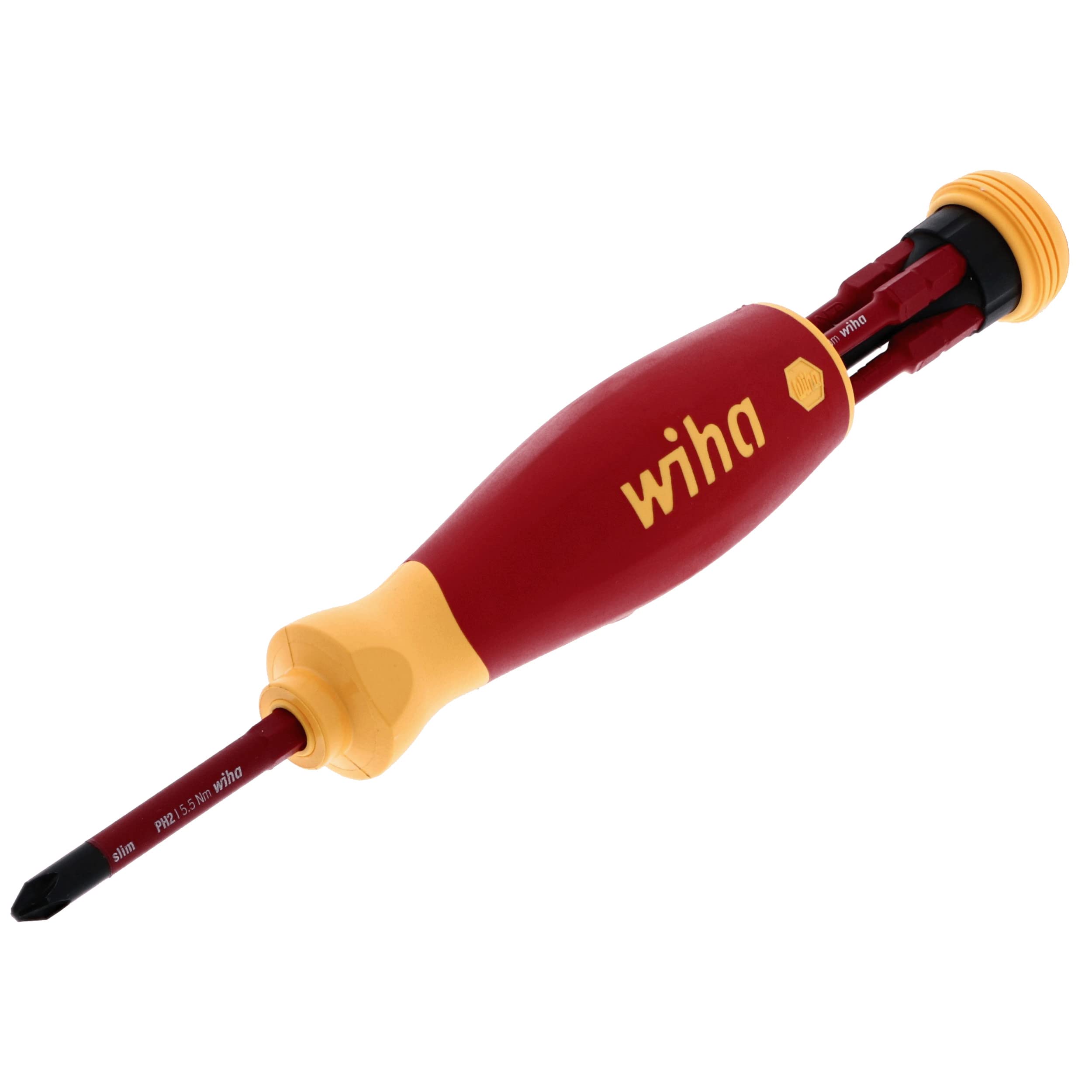Wiha PocketMax insulated driver front view showing slimline design for tight spaces