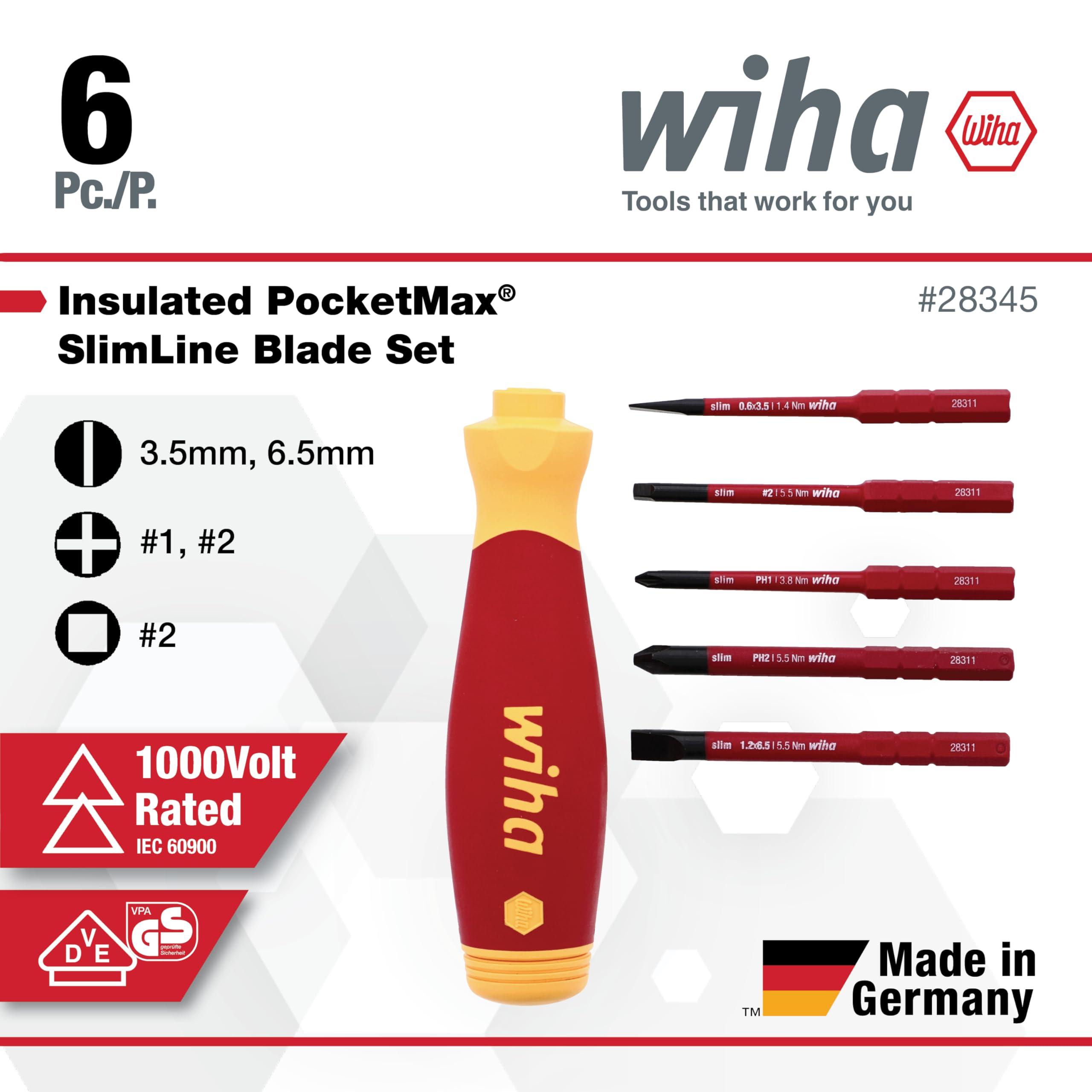 Wiha PocketMax Slotted 3.5mm blade detail with slim insulation