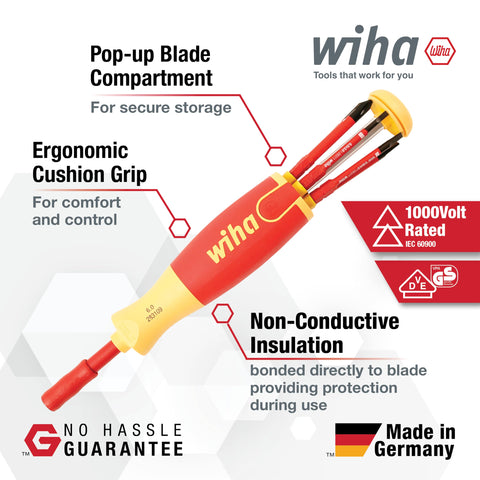 Wiha 28393 pop-up bit chamber enables quick bit changes