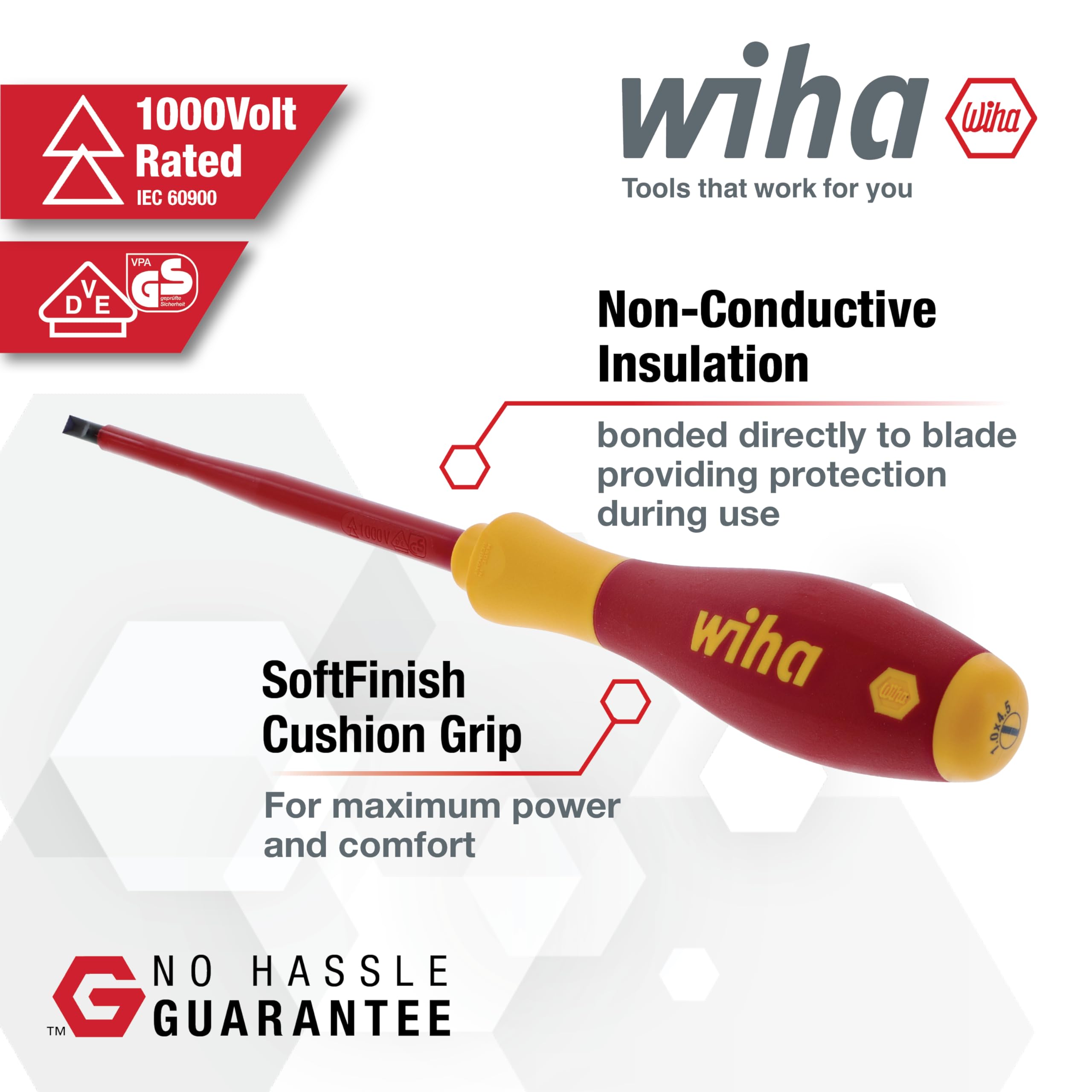 Wiha 32092 insulated slotted screwdriver with 4.5mm blade for precise fastener work