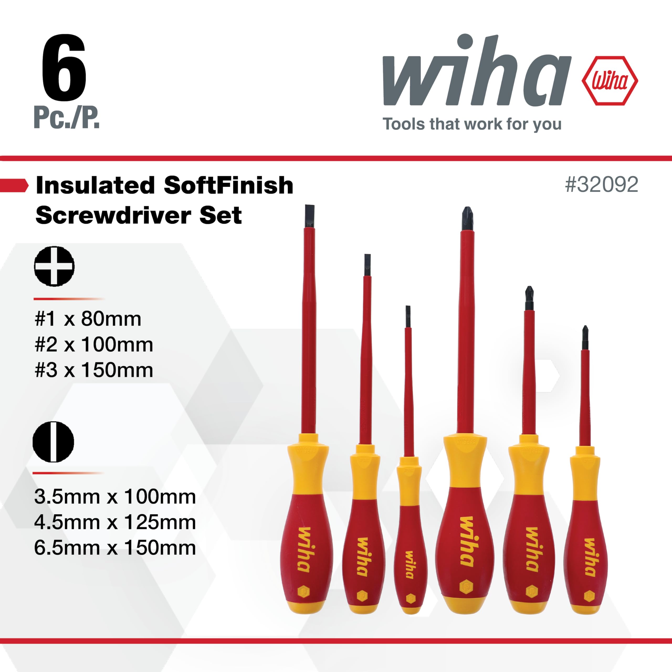 Wiha 32092 insulated slotted screwdriver with 6.5mm blade for heavy tasks