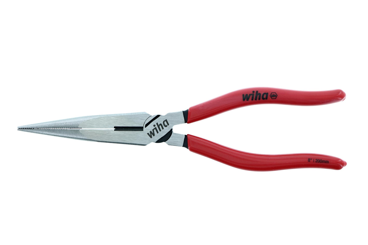Wiha 32621 long nose pliers with cutters showing precise copper wire cuts